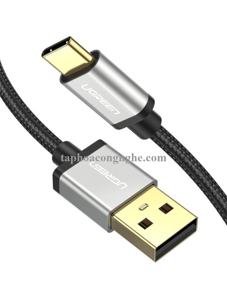 Ugreen 60481 0.5M màu đen cáp USB type C hỗ trợ sạc nhanh đầu mạ vàng 24k US174 30060481